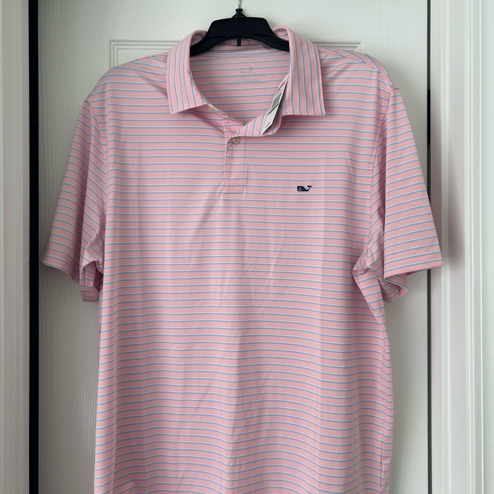 Vineyard Vines Pink Striped Men's Polo Shirt